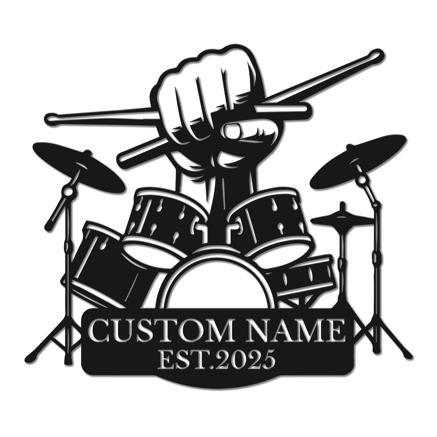 Herbraa Style-1 Personalized Drummer Metal Wall Art, Custom Name Music Sign For Practice Room, Studio And Band Decor (Style-1)