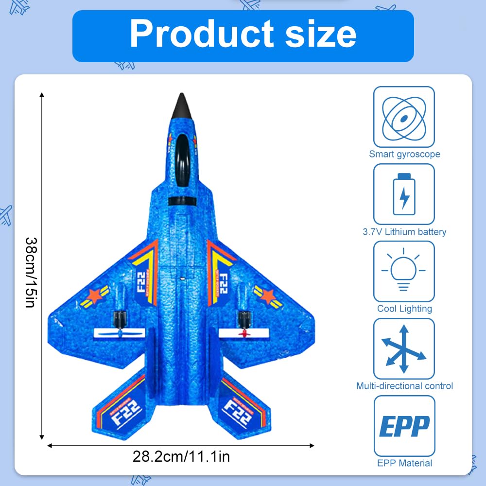 Avión F-22 RC, Avión de Control Remoto, 2.4 GHz AviónTeledirigido, AviónRC con Mando a Distancia, Avions Juguete para Niños y Principiantes con Sistema de Giroscopio,Avións Teledirigido Adulto
