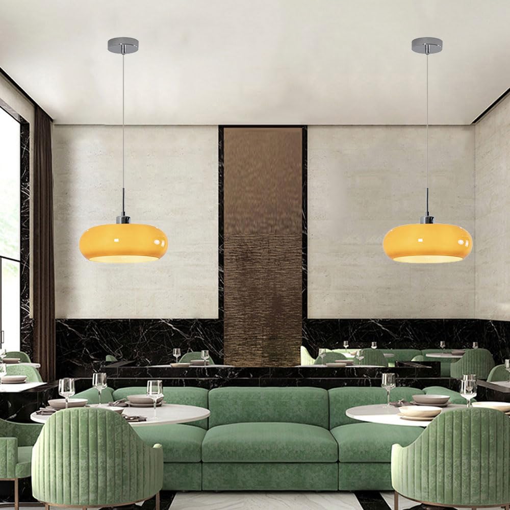 Lampada a sospensione con paralume in vetro arancione stile nordico, lampadario a soffitto a testa singola, lampada a ad altezza regolabile, lampade decorative