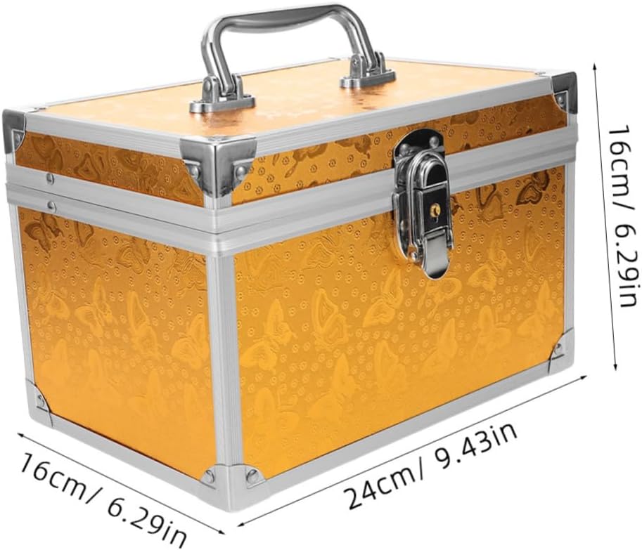 VALICLUD Handheld Tool Box Organizer Lockable Lid Aluminum Alloy Construction Travel Cosmetic Storage Case for Therapists