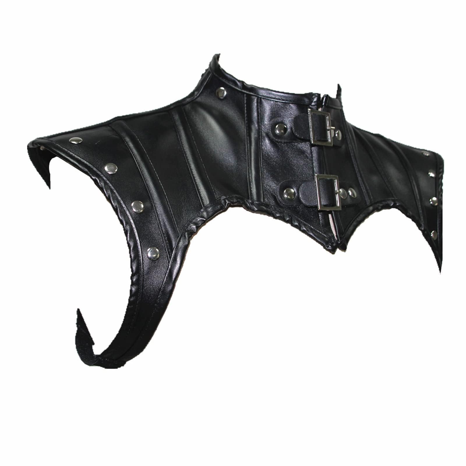 XITVVyg Leather Medieval Shoulder Pauldron Medieval Knight Pauldron Armor Leather Armor Black Armour Women for Halloween Viking Cosplay Pirate Costume Gothic Steampunk Costume (S) - Image 2