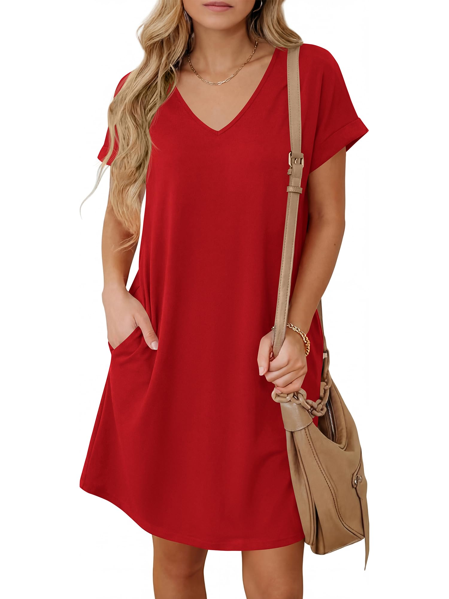 BTFBM Womens Summer Dresses 2026 Pockets Short Sleeve Loose Nightgowns Pajama Beach Vacation Casual Spring T Shirt Dress