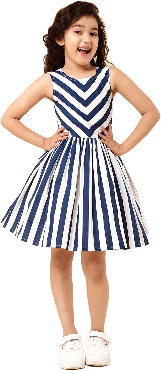A.T.U.N. (ALL THINGS UBER NICE) Girl's Polyester Fit and Flare Knee-Length Casual Dress