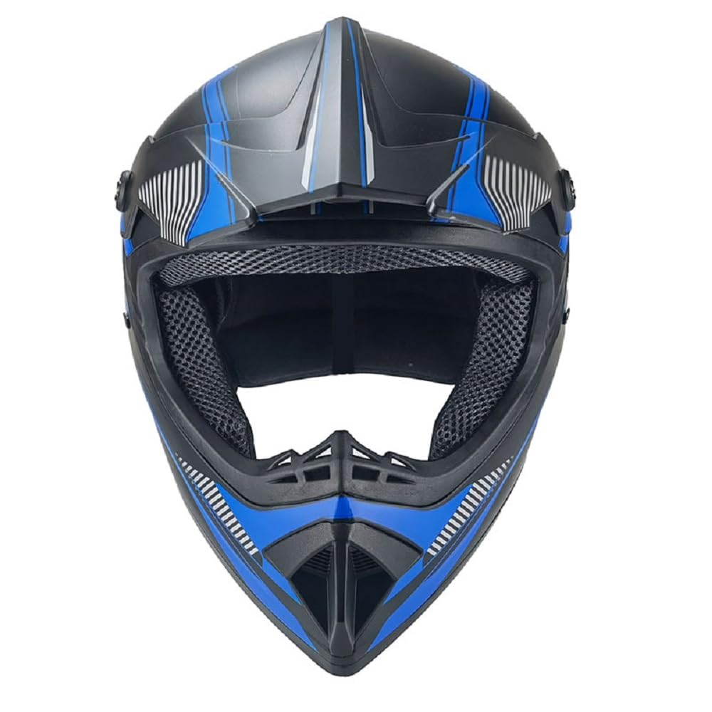 Kinder Crosshelm Shadow of Blue schwarz blau – Motorradhelm für Kinder, ABS-Schale, robuster Kinderhelm für Downhill, Quad und Motocross