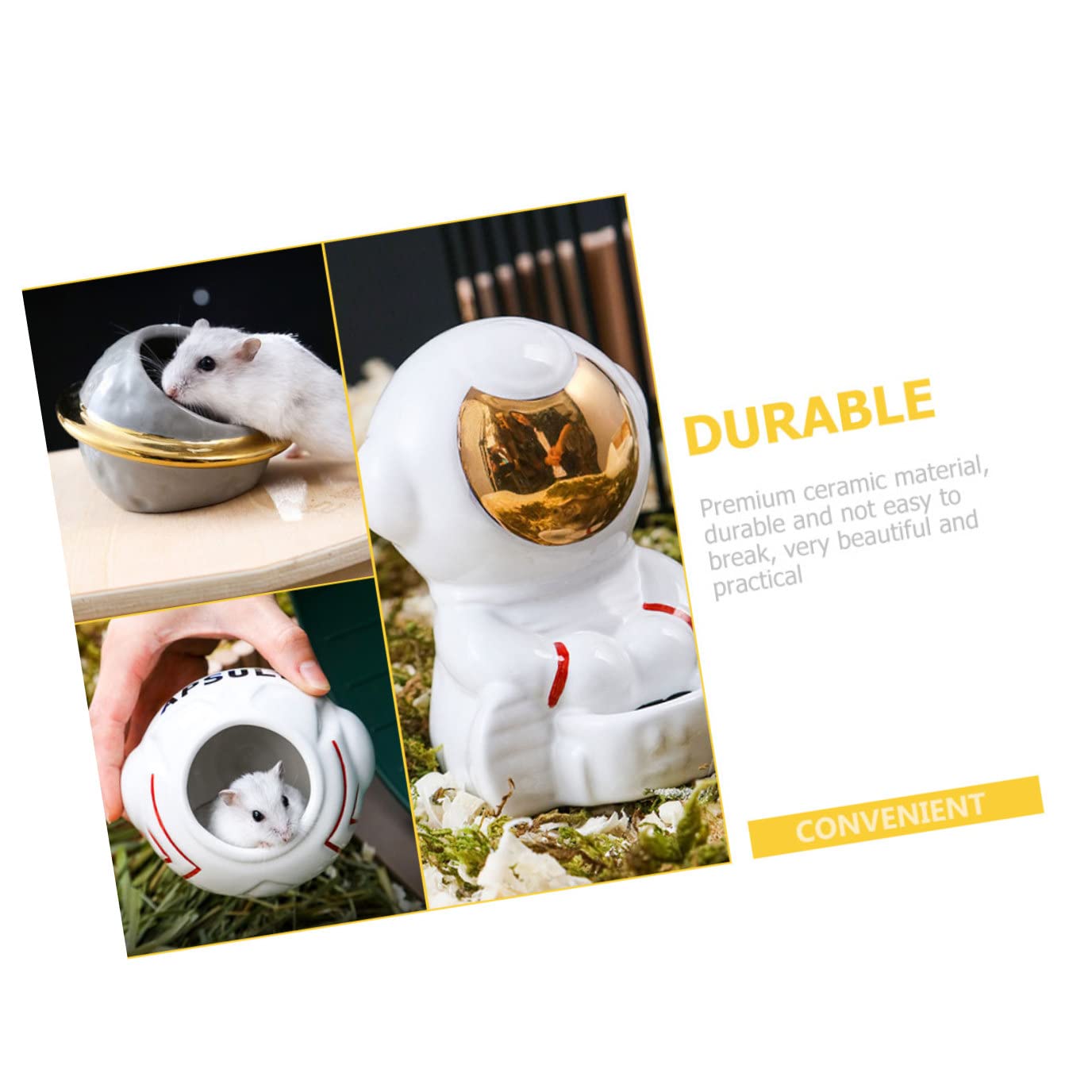 Mipcase Nido para Hámster Serie Astronaut Comedero para Hámster De Cerámica Escondite para Chinchilla Temática Espacial y Forma De Bañera para Comedero Lavable