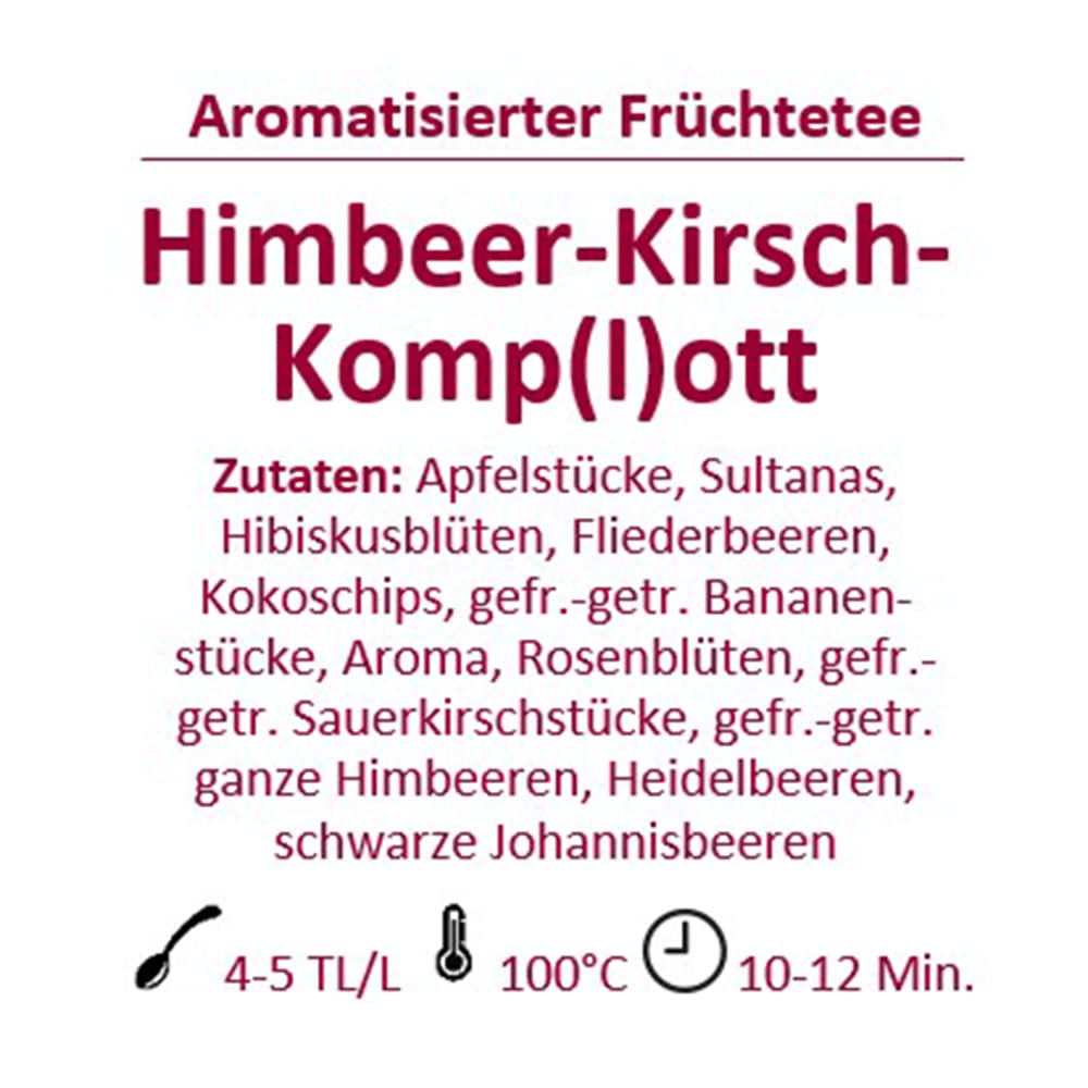 Tee-Express Früchtetee "Himbeer-Kirsch-Kompott" mit frischen Himbeeren und knackigen, prallen Kirschen - loser Tee (1000g)