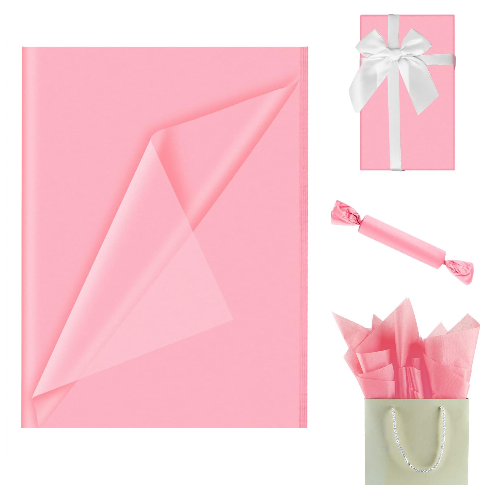 60 Hojas de Papel de Seda Rosa, 35 x 50 cm Papel de Seda para Envolver Regalos para Navidad Envoltura de Regalos Manualidades DIY Cumpleaños Boda Baby Shower Regalo