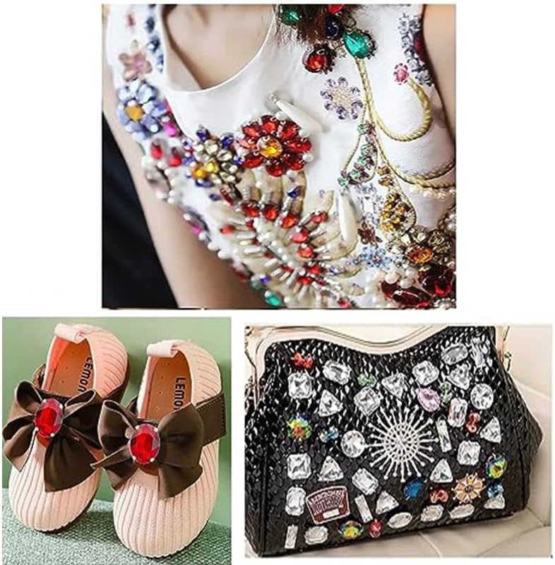 Miniatura 3 de 50 unidades de diamantes de imitación de 0.394 x 0.551 in (0.394 x 0.551 in) con parte trasera plana, gemas de diamantes de imitación de garra