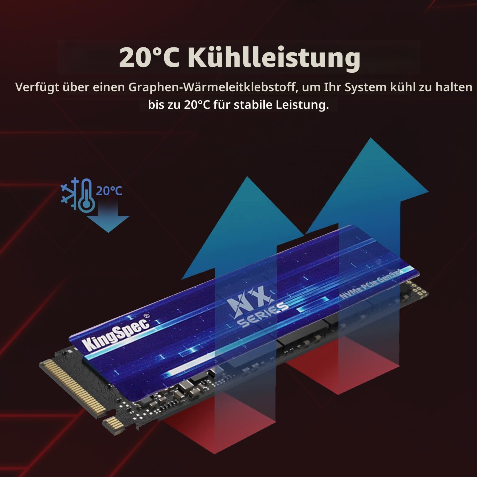 KingSpec NX-2280 512GB SSD NVMe M.2 PCIe 3.0 Gen 3x4 Gaming Solid State Drive, Up to 3500MB/s Read, 3D NAND Flash Internal SSD for Desktop/Laptop