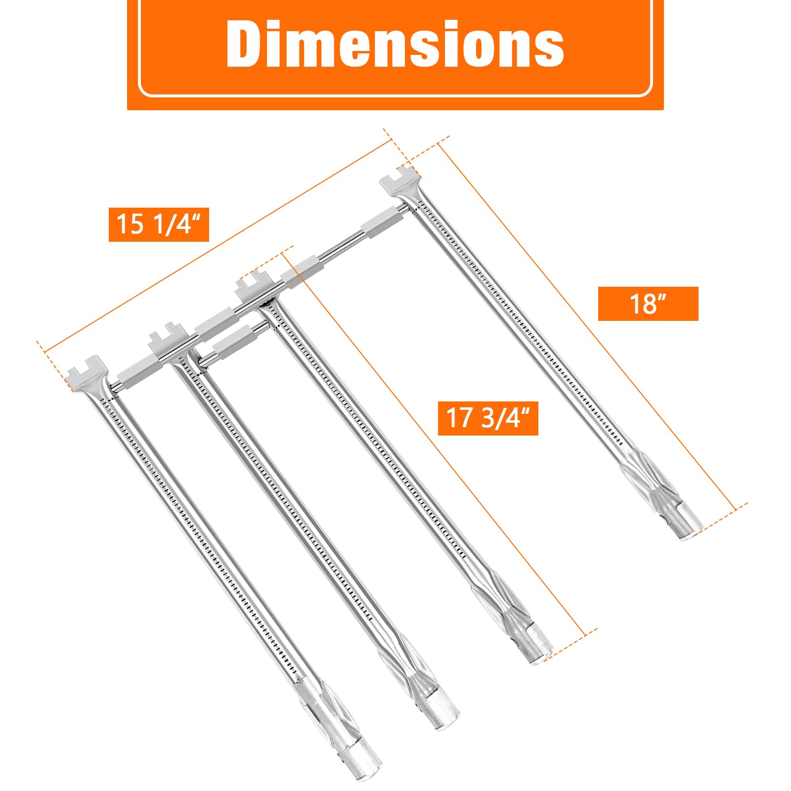 WERGEBER 69787 Grill Burner for Weber Spirit E-330 Spirit SP-335 Gas Grill, 18 Inch Burner Tube kit for Spirit E-330 Spirit SP-335, 68948 65518 Replacement Parts
