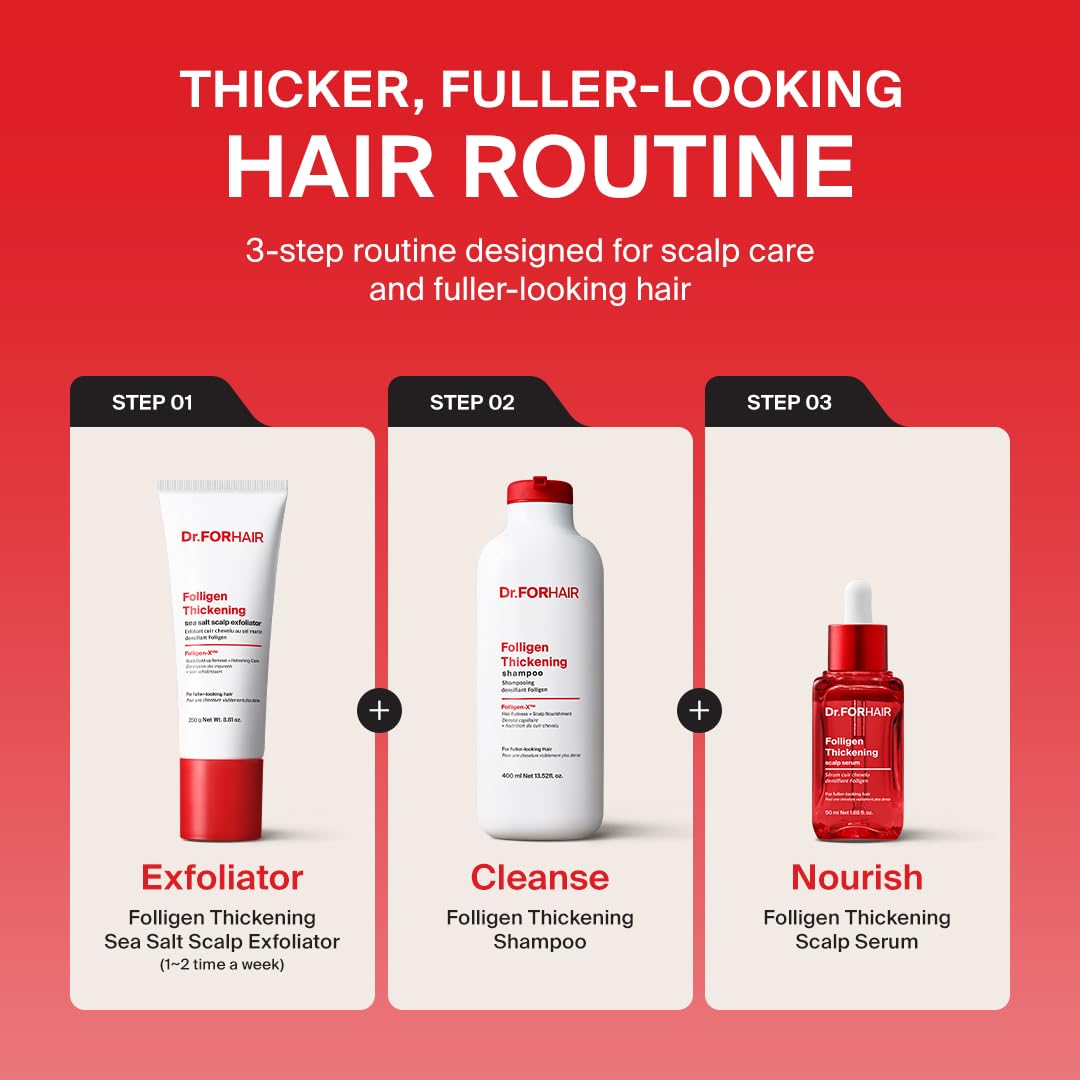 Dr.FORHAIR Folligen Thickening Scalp Serum 1.7 oz | Biotin Density Serum for Thicker, Fuller-Looking Hair | Peptide Scalp Treatment | Korean Haircare