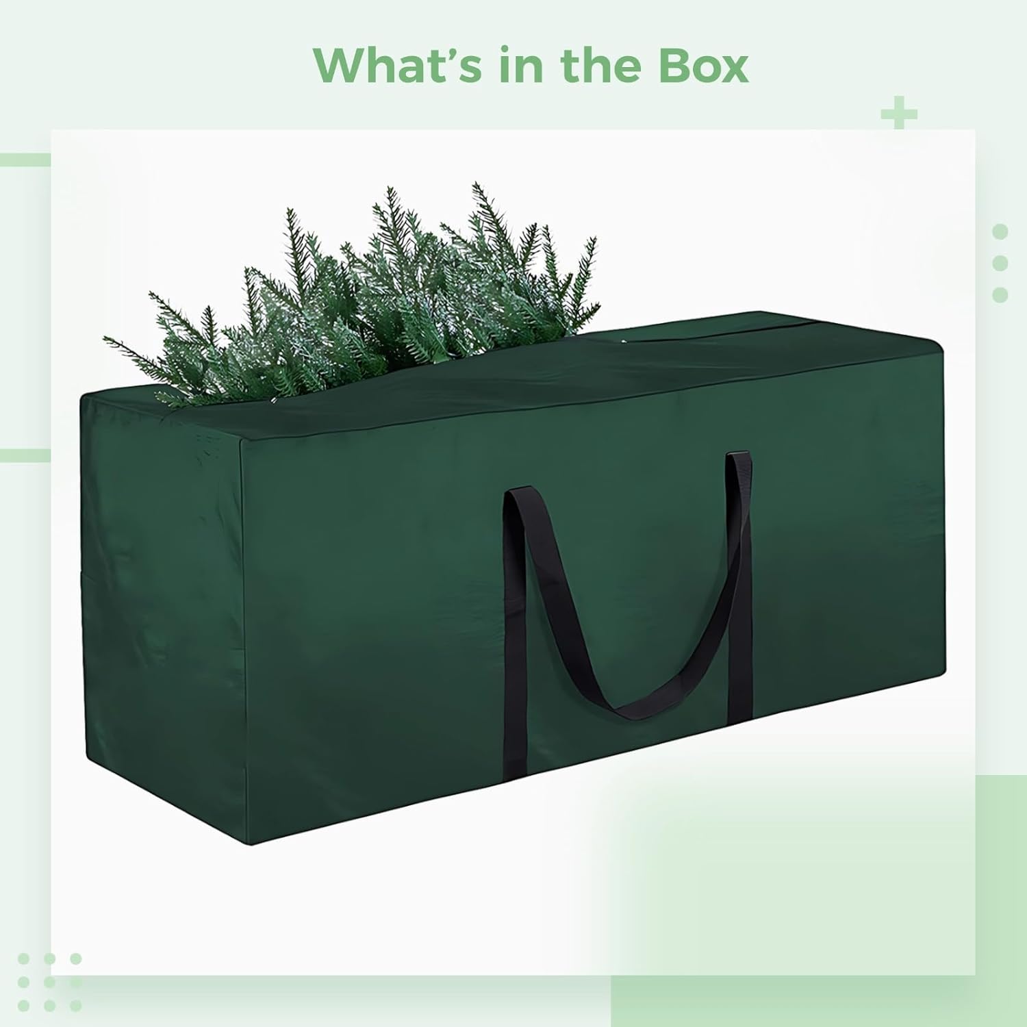 Green Christmas Tree Storage Bag, Large Capacity, Waterproof Oxford Cushion Storage for Outdoor Pillows, 68.11 X 29.92 X 20.07 in (173 X 76 X 51 Cm)