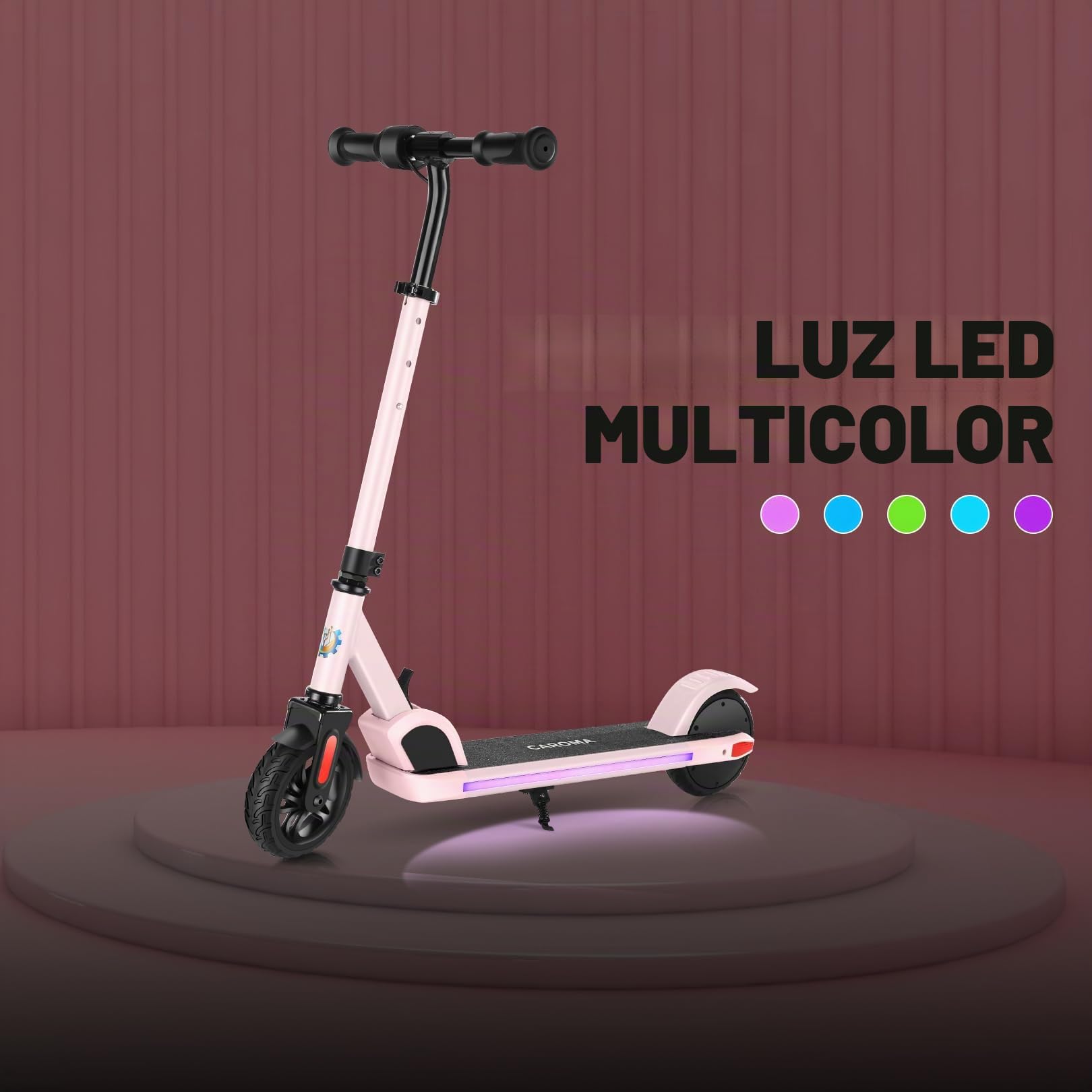 Caroma Patinete eléctrico para niños de 8 a 12 años, máx. 16 km/h, Motor de 150 W, Patinete eléctrico Plegable, Velocidad y Altura Ajustables, Pantalla LED, Regalo para niños y jóvenes
