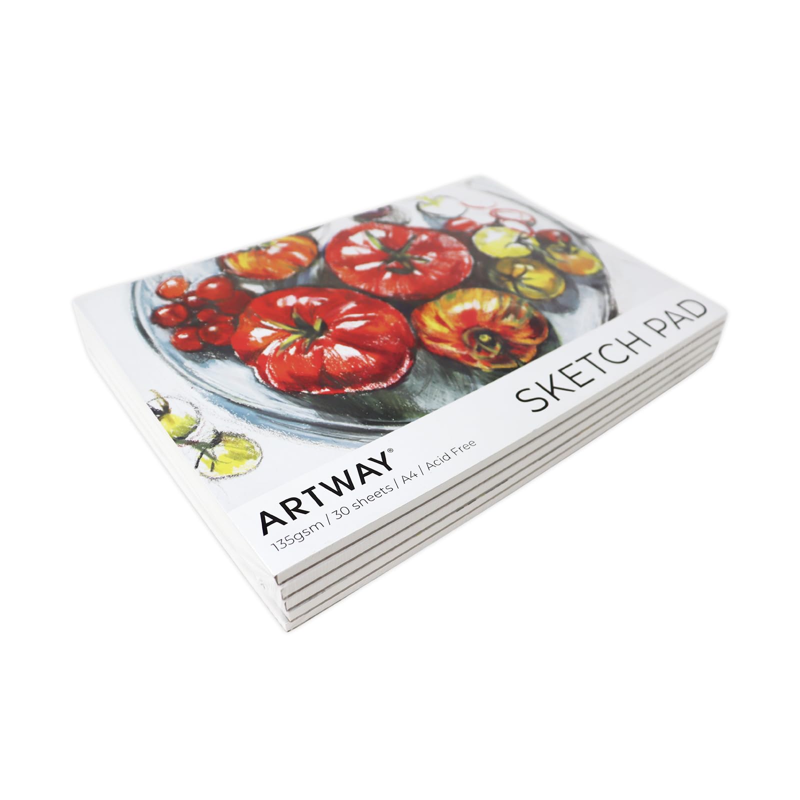Artway A4 Sketch Pad, 135gsm Cartridge Paper, 5 Pack