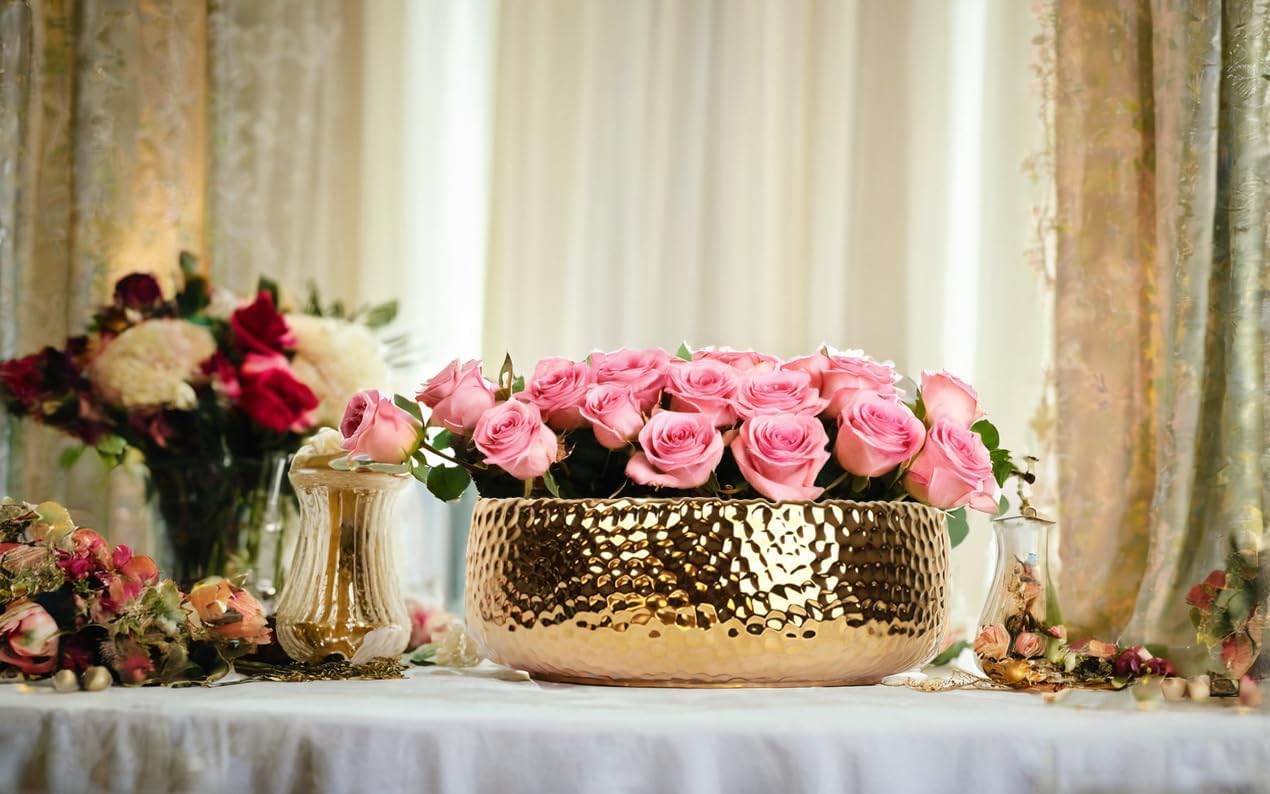 9.8'' Phalaenopsis Orchid Pots with Drainage Holes–Hammered Decorative Flower Pot for Home, Office, Weddings & Party Décor