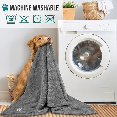 Miniatura 6 de PetAmi Manta para perros grandes, color gris, forro polar sherpa suave y esponjosa para cachorros, gatitos, gatos, manta calmante para mascotas,
