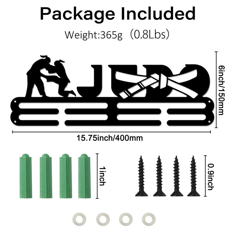 SUPERDANT Espositore per Medaglie da Judo Porta Medaglie Espositore Porta Medaglie Telaio per Judo da Donna Robusto Metallo in Acciaio con Motivo di Movimenti di Judo 40x15cm Regalo per Atleta