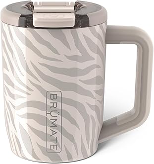 BrüMateMüv - 15oz 100% Leak Proof Insulated Coffee Mug with Handle & Lid - Stainless Steel Coffee Travel Mug - Double Walled Coffee Cup (Zebra)