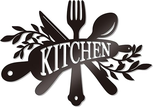 Arte de pared de metal para cocina, decoración rústica de cocina, decoración de cocina de granja para pared, decoración de metal negro para comedor