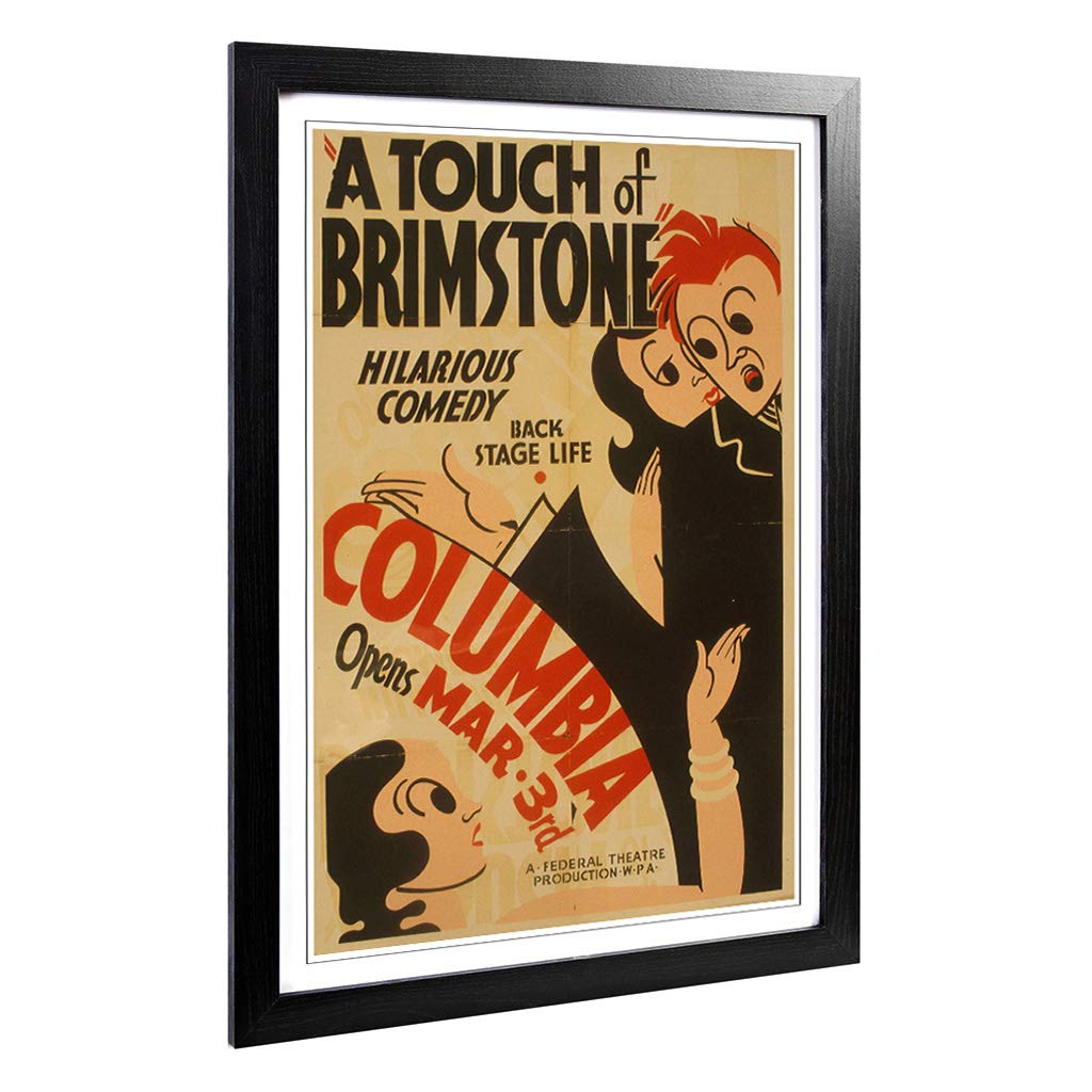Big Box Art Framed Print of Vintage WPA Poster A Touch of Brimstone Design | Wall Art Picture | Home Decor for Kitchen, Living Room, Bedroom, Hallway, Black, A2 / 24.5x18 Inch / 62x45cm