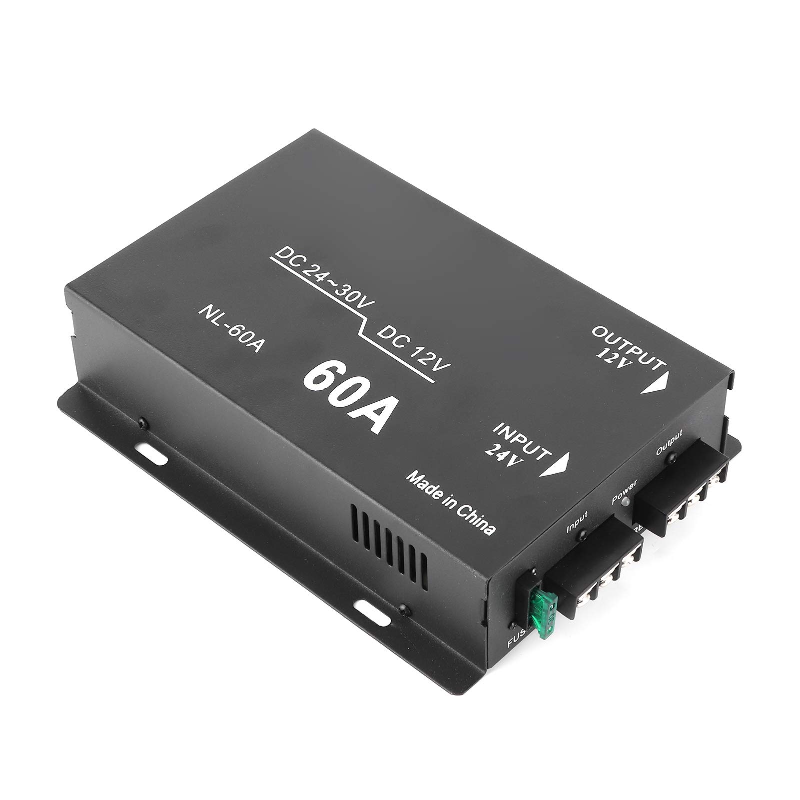 Elektryczna przetwornica napięcia 24 V na 12 V 60 A Wysokowydajny transformator napięcia Adapter do lodówki samochodowej DVD Głośnik niskotonowy Stop aluminium Czarny 720 W