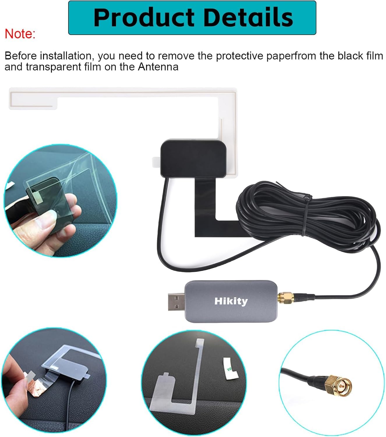 [2026 Nuovo] Hikity DAB/DAB+ Adattatore, DAB Dongle in Macchina Ricevitore Radio Digitale USB 2.0 Stick con Antenna Auto per Android Autoradio