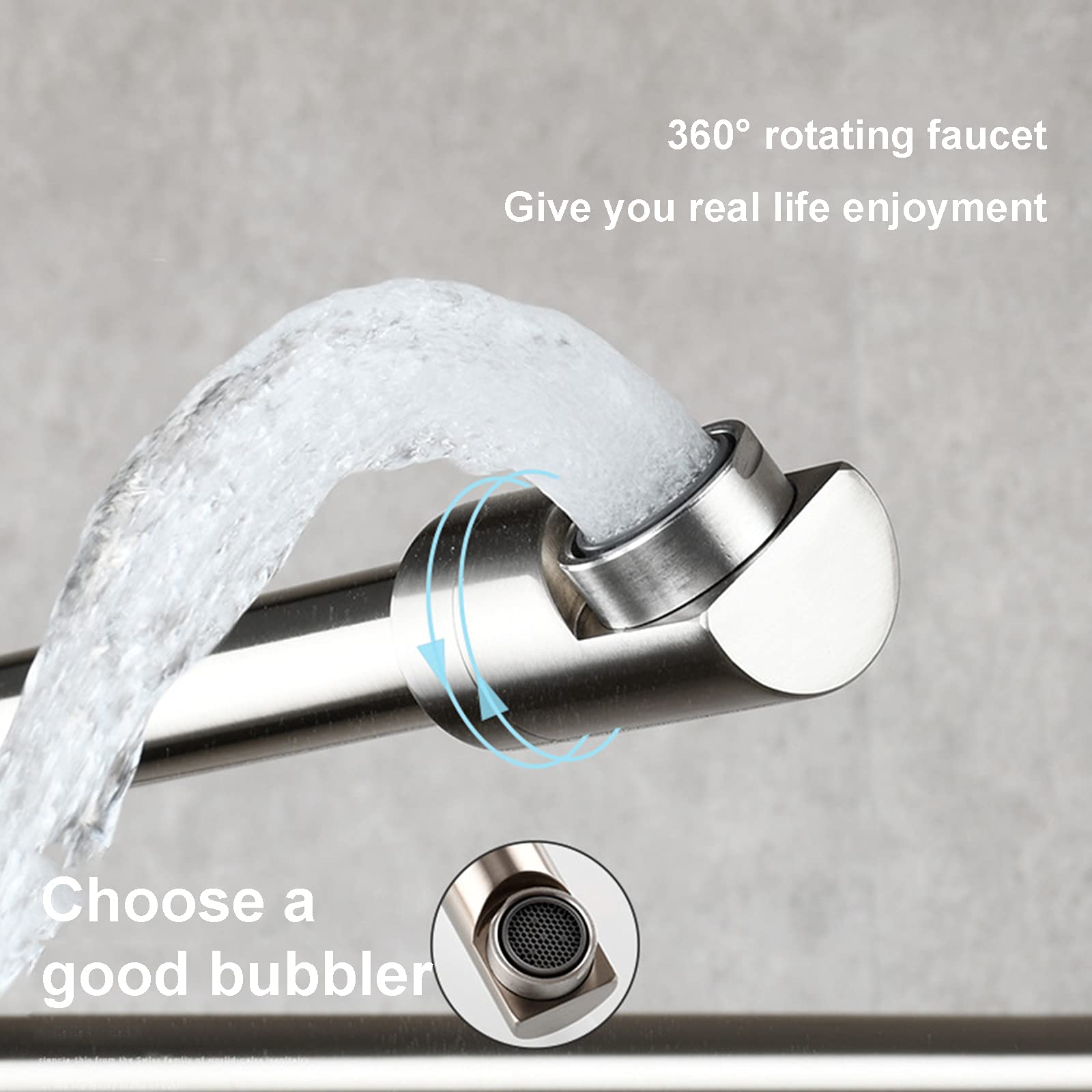 Grifo De Cocina, Latón Plegable Swing Spout Grifo De La Cocina Montaje En Pared Sola Manija Pot Filler Grifo, Grifo De Cocina Plegable Con Brazo Oscilante De Doble Articulación,Brushed