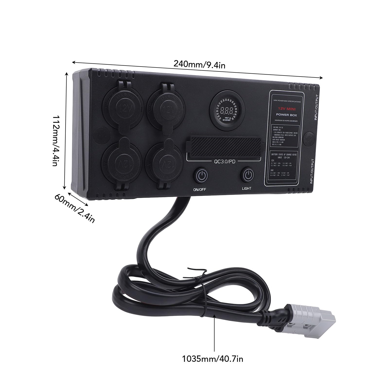 Keenso Mini Zasilacz 12 V, Przenośny Koncentrator Sterujący z 6 Portami USB, 4 Gniazdami Zapalniczki do Przygód na Kempingu