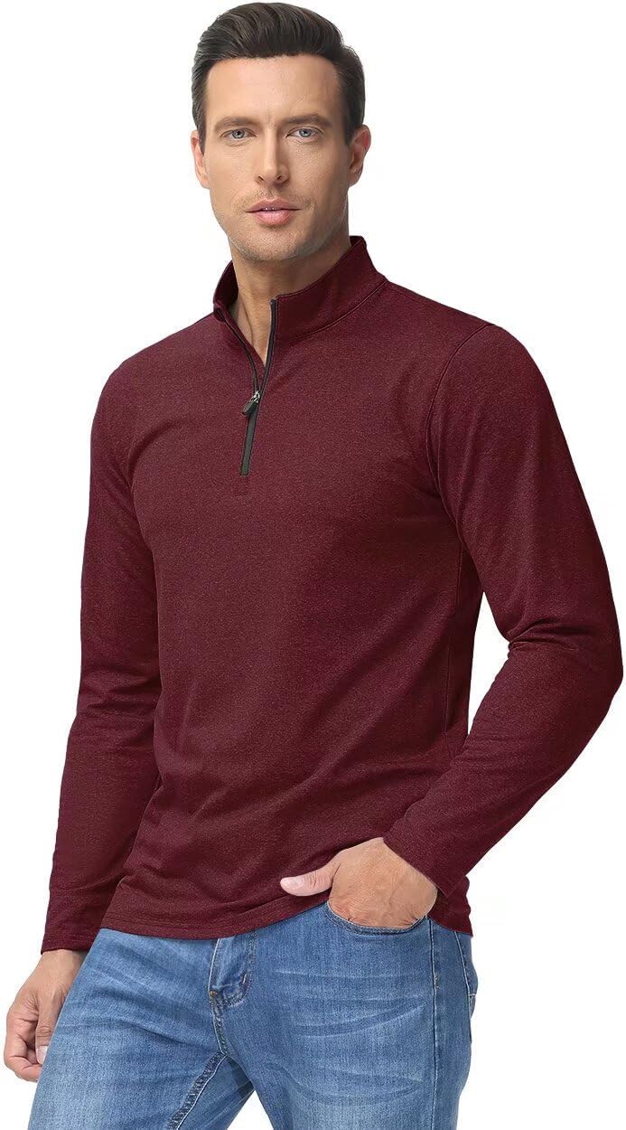Boladeci Men's Quarter Zip Pullover Premium Fleece Lined Heather Long Sleeve Golf Shirts Midweight 1/4 Half Zip Sweatshirts - Image 2