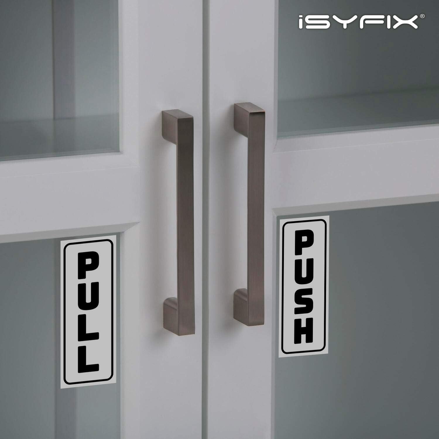 Push Pull Door Vertical Stickers Sign – 2 pack 2”x5” in, Back Self-Adhesive White & Black Vinyl Sticker for Business, Stores, Cafes, Shops & More. Indoor and Outdoor use. : Office Products