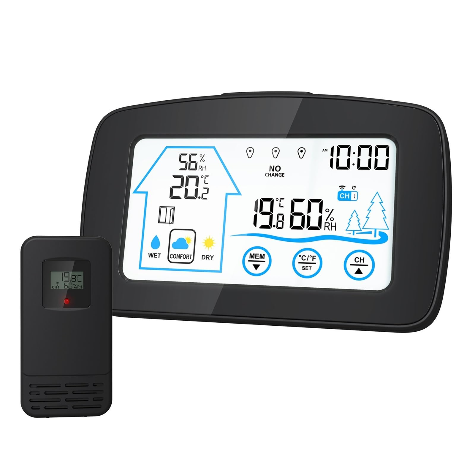 Stazione meteorologica, Stazione meteorologica wireless con display a colori, monitor termometro digitale(White)