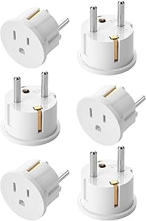 Bates- European Travel Plug Adapter, 6 Pack, Type E/F, European Plug Adapter, US to Europe Plug Adapter, Adapter for Europe Plug, US to EU Plug Adapter, Travel Adapter Europe, Plug Adapter Europe