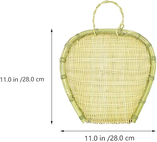 Miniatura 2 de Cabilock Cesta de drenaje de bambú, cesta tejida de bambú, cesta de tejido de mimbre, colador de almacenamiento de alimentos, organizador de