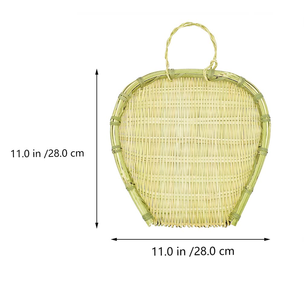Cabilock Bamboo Drain Basket Bamboo Woven Basket Wicker Weaving Basket Strainer Food Storage Display Organizer Container Sieve Colander Tray for Farmhouse Kitchen Vegetable Fruit Bread