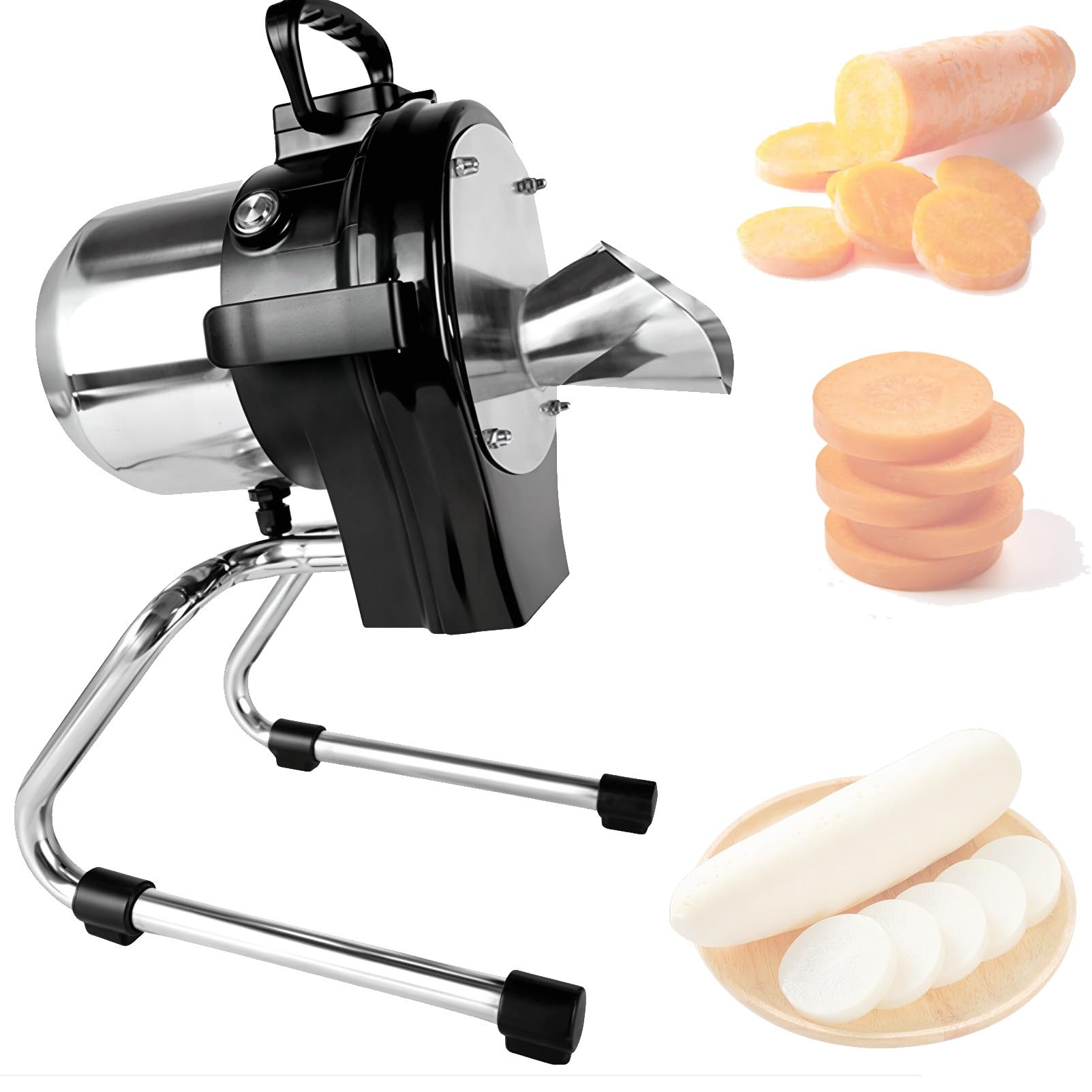 Robot Culinaire Multifonction,Coupe-LéGumes éLectrique en DéS 110 W, Haute Vitesse 6000 TR/Min, éPaisseur RéGlable 1-5 Mm pour Poivrons, Oignons, CéLeri B