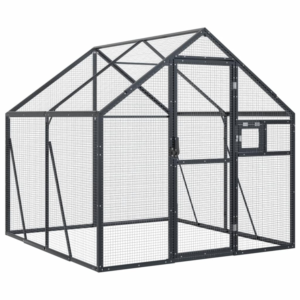 Rantry Voliera Antracite 1,79x2x1,85 m in Alluminio, Gabbia Uccellini, Voliera, Gabbia Canarini, Cocorite