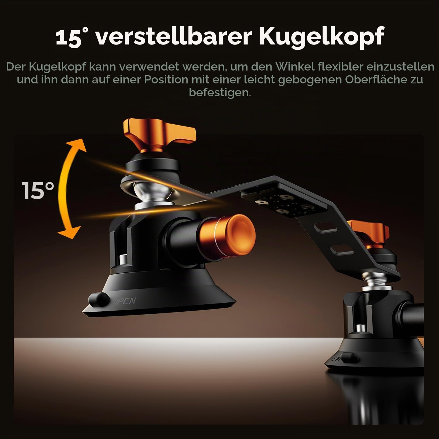 K&F CONCEPT Saugnapfhalterung Set, 360° Kugelkopf, Selfie-Stick | GoPro, Insta360, Action Cam Adapter, Telefonklemme, Schnellmontage, Auto, 1/4" Schraube, MS44