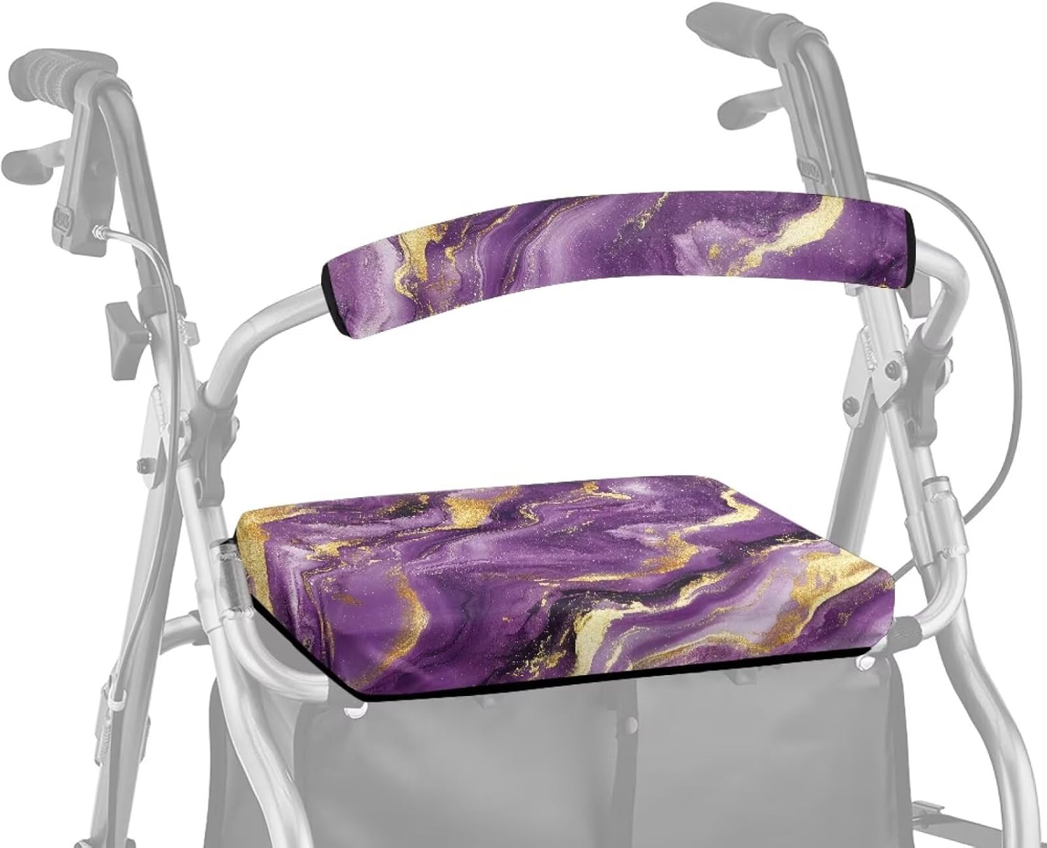 Gold Marble Walker Walker with Seat Protection Cover Walker Accessories for Folding Trolley with Seat Comfortable Walker Seat and Backrest Covers Removable Washable
