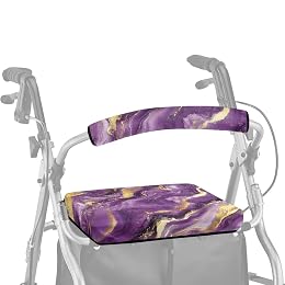 ASQVTIFE Gold Marble Rollator Walker with Seat Protection Cover Walker Accessories for Folding Walker with Seat Comfy Walker Seat and Backrest Covers Removable Washable