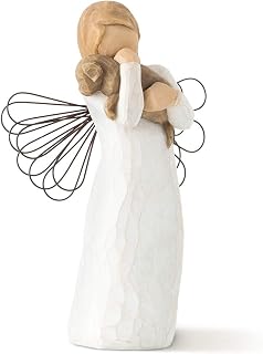 Willow Tree Angel of Friendship Figurine - Hand-Painted Angel Holding Dog, Sentimental Gift for Pet Lovers & Loyal Friends
