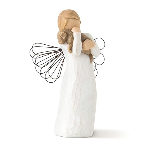 Willow Tree Angel of Friendship, for Those who Share The Spirit of Friendship, Angel Carrying Dog as Reminder of Loyal Pets and Friends, Present and Past, Sculpted Hand-Painted Figure