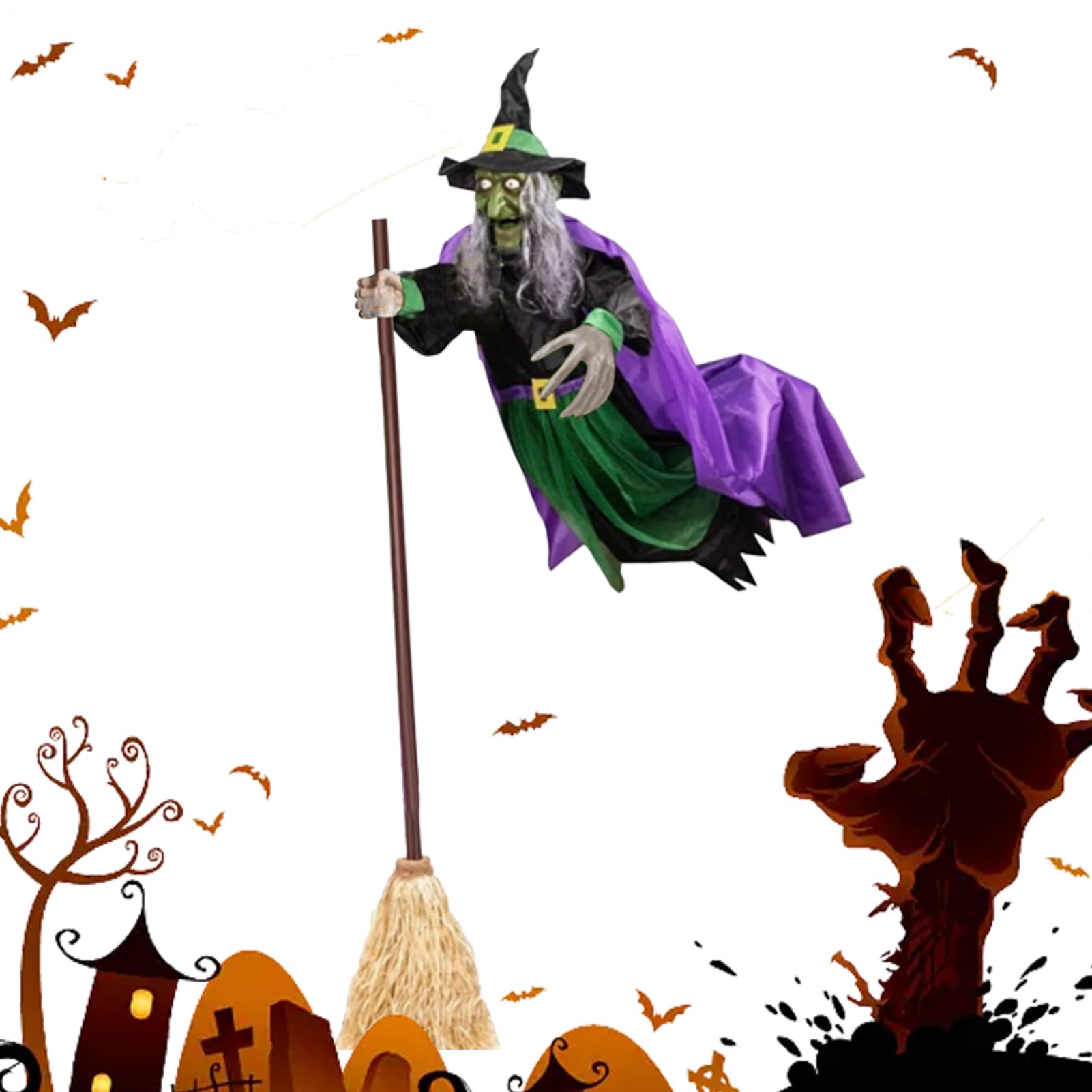 Sorcière flottante Halloween lumineuse pour décorer le jardin