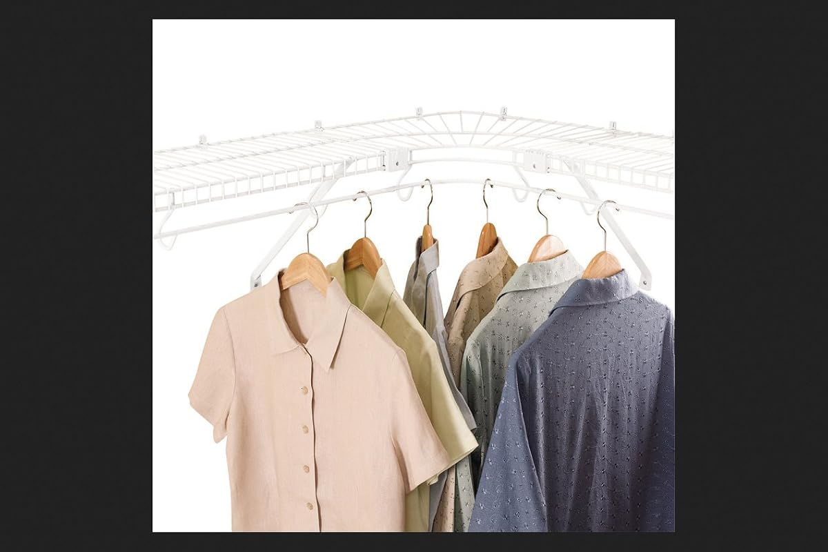 Estanterías de alambre para productos comerciales, 12 pulgadas, blancas, organizador y almacenamiento de armarios, estantes de esquina flotantes/estantes de ropa para lavandería/armario/sótano