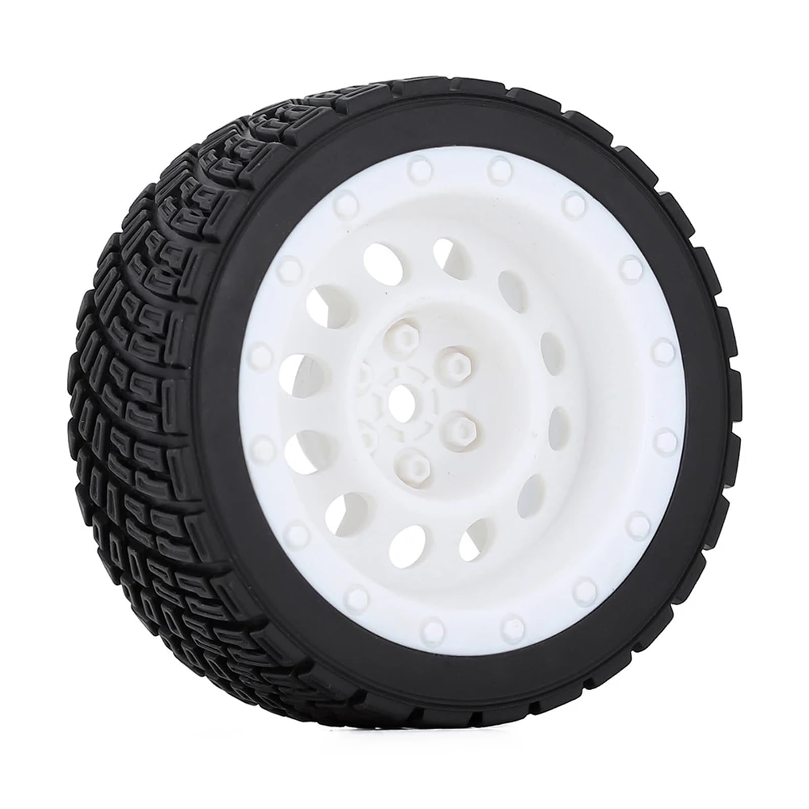 RC Roue Pneus pour Rolly pour HPI WR8 pour HSP 94177 pour WLtoys 1/10 144001 1/14 4 Pièces 12mm Hex 67mm Pneus Caoutchouc Jante De Voiture RC Modèles Blancs Chenilles