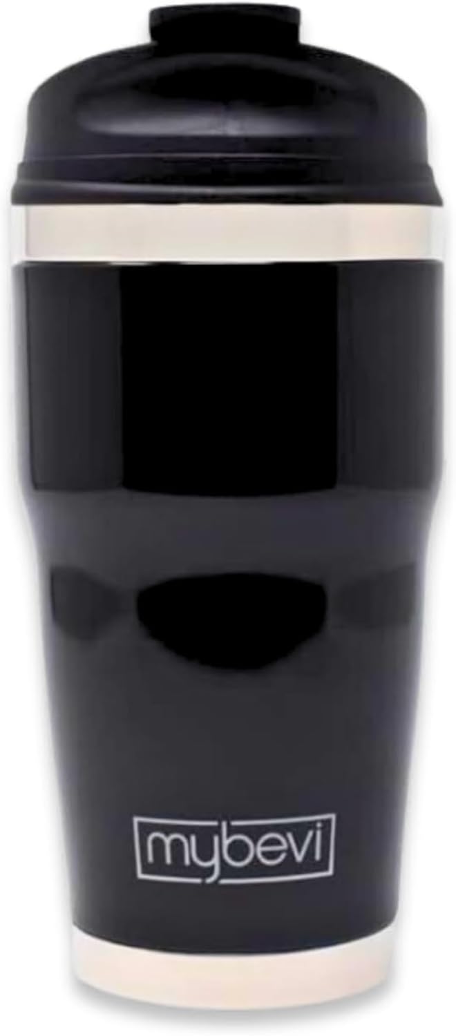 Retro Wave Insulated Tumbler – Triple-Layer Vacuum Stainless Steel Coffee & Tea Travel Cup, Spill-Resistant Lid - 12 oz, Black