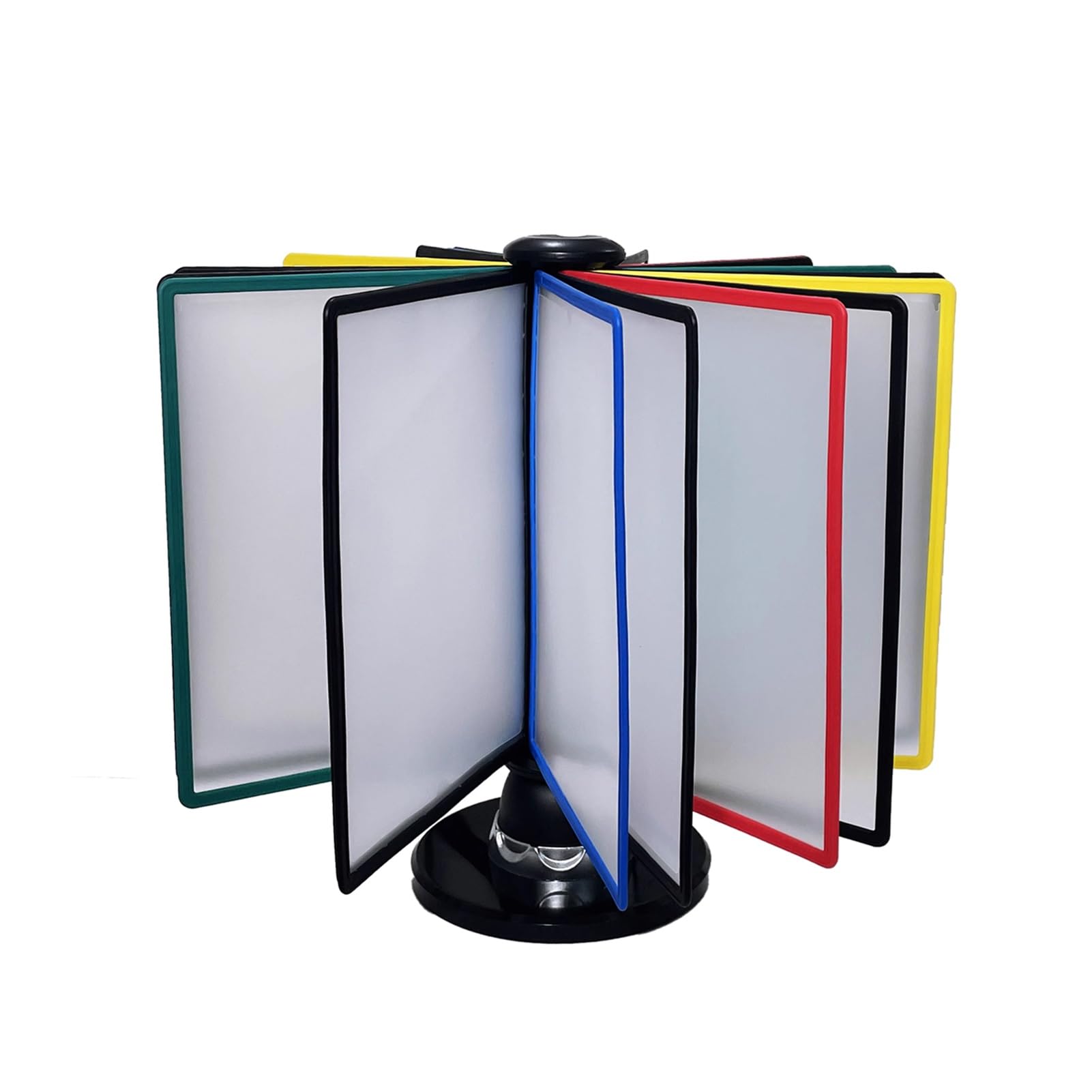 OLSKFUH Rotating Catalog Display Rack - File Organizer For Desk 20 Double-Sided Panels Desktop Reference System Des,Multi-colored
