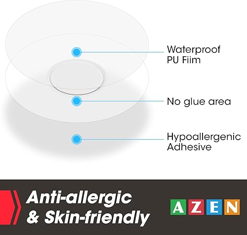Miniatura 5 de AZEN Paquete de 120 cubiertas de sensor Freestyle para Libre 2, parches adhesivos impermeables, parches de sensor impermeables, cinta adhesiva
