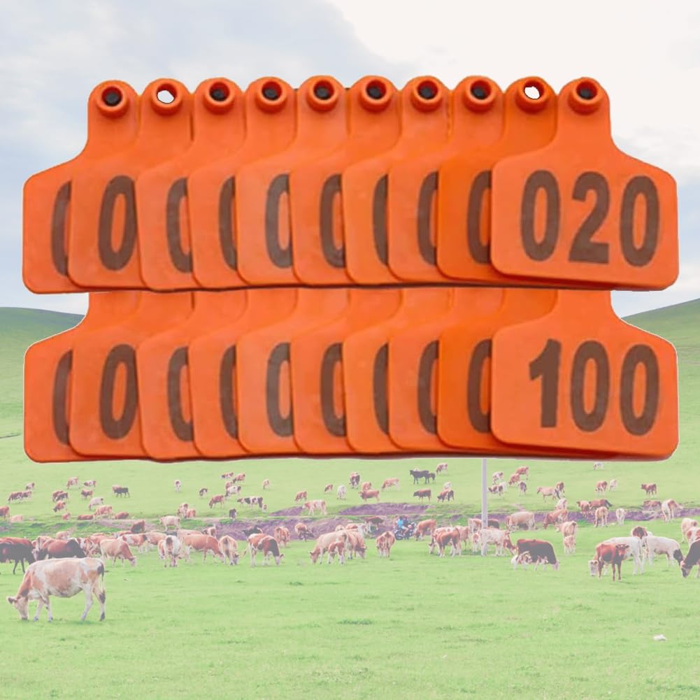 100szt Kolczyk Bydła Numerowany 001-500 Owca 101-200(Red 7.5*10cm (2.95*3.93in),101-200)