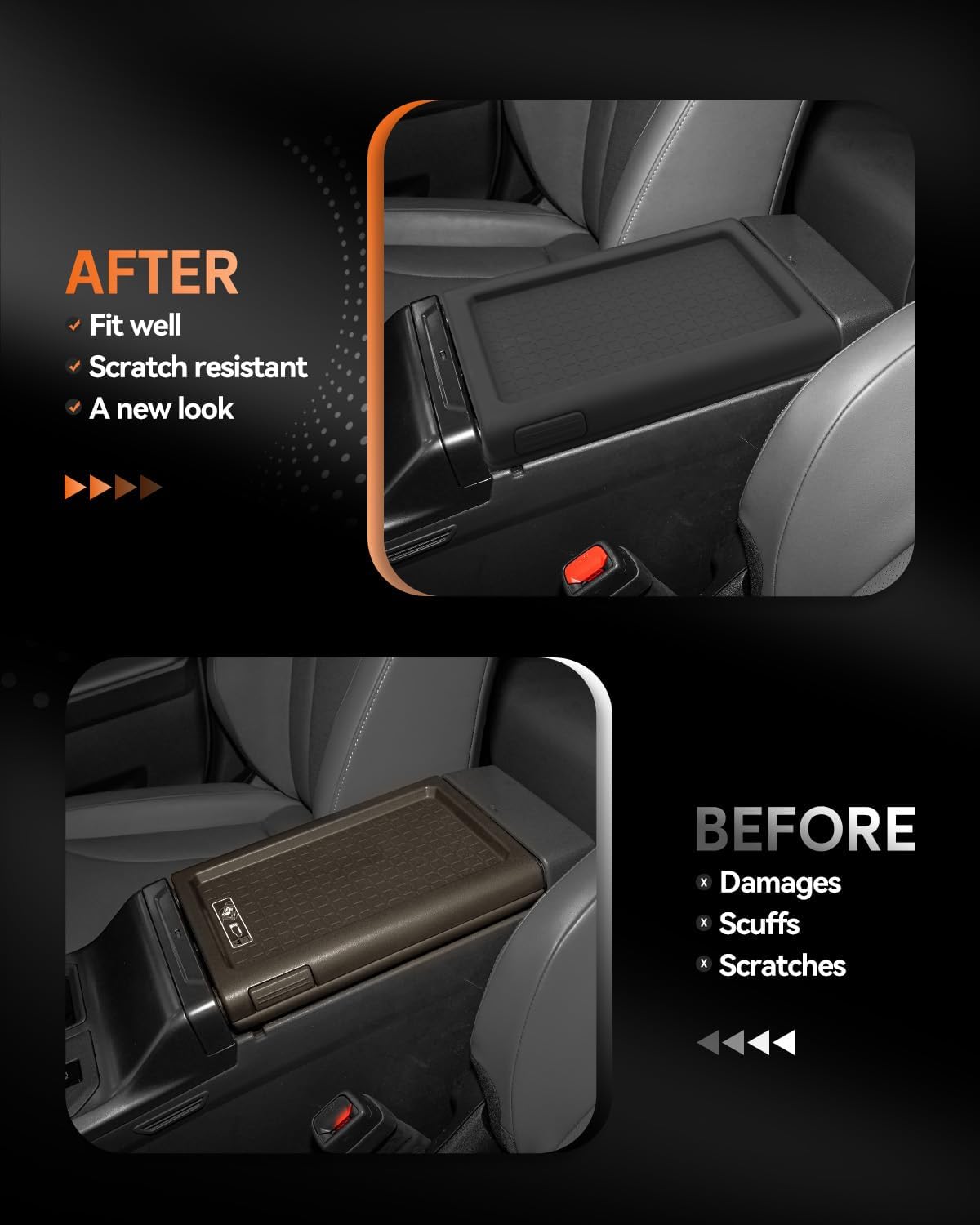 for 2026+ Toyota RAV4 Center Console Cover Armrest Box Protector Pad – Silicone Anti-Scratch Interior 2026 RAV4 (6th Generation Facelift) Accessories