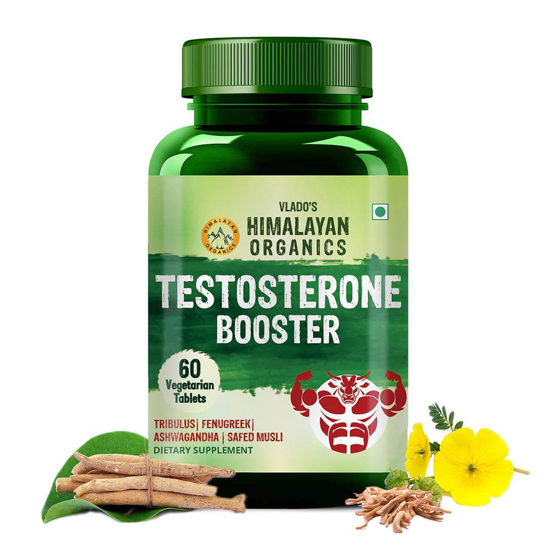 HIMALAYAN ORGANICS Vlado's Testosterone Booster with Tribulus Terrestris, Fenugreek, Vitamin D3, Zinc, Magnesium, Ashwagandha & Safed Musli I Pure Ayurvedic | 60 Veg Tablets